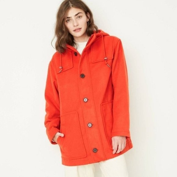 Women's SIZE M A New Day Duffel Overcoat Orange Shade NWT - Picture 9 of 9